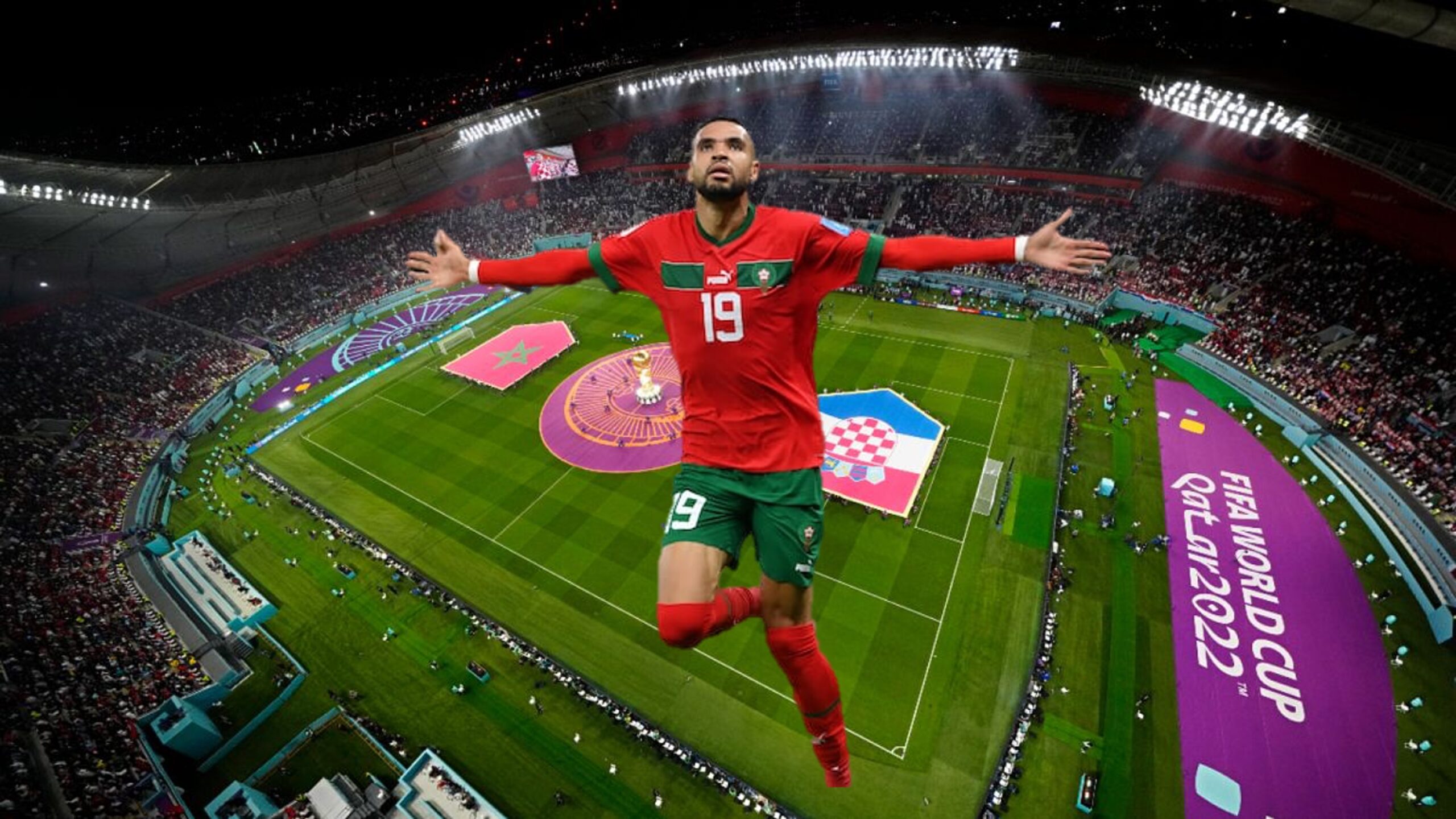 Youssef En-Nesyri The Moroccan Dromedary Unchained エン・ネシリはワールドカップでのゴールを祝っています。